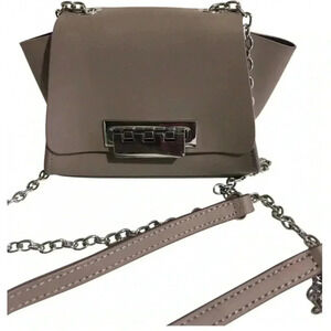 Zac Posen small gray leather crossbody handbag